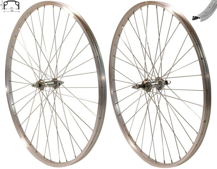 REDONDO 24 Zoll Laufrad Set Hinterrad und Vorderrad Kasten Felge Silber