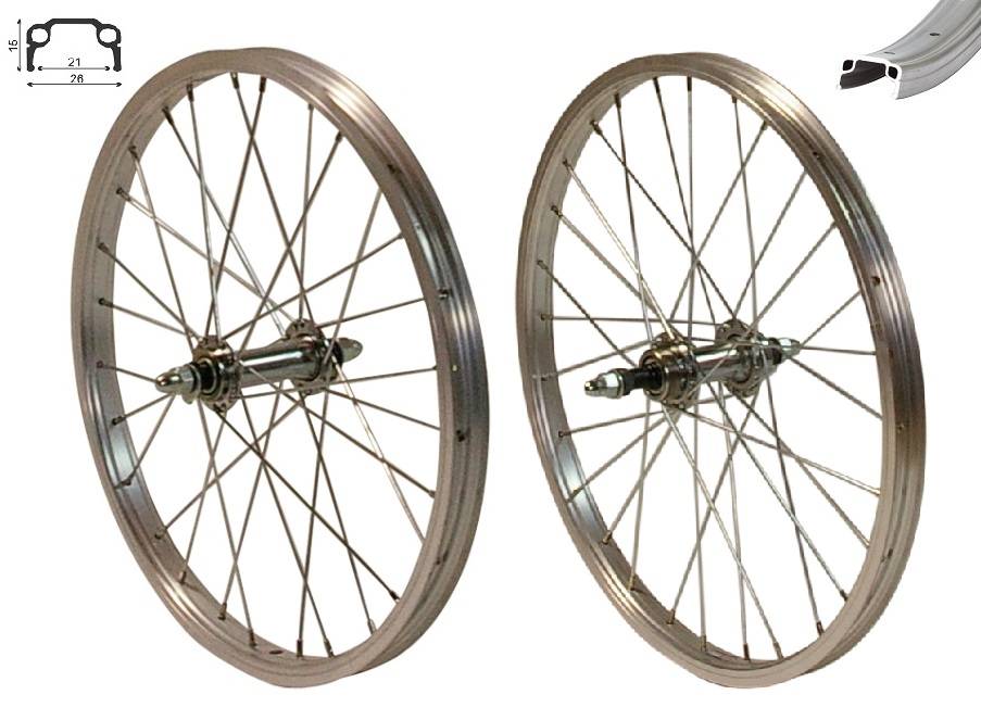 REDONDO 20 Zoll Laufrad Set Hinterrad und Vorderrad Kasten Felge Silber