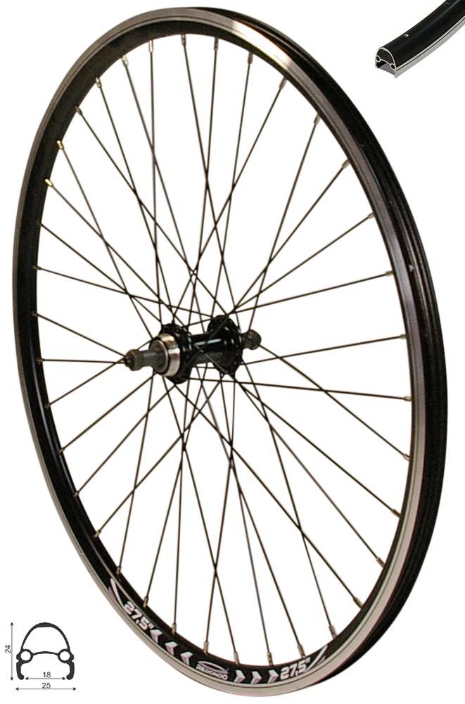 REDONDO 27,5 Zoll Hinterrad Laufrad Hohlkammer V Profil Felge QR Schwarz