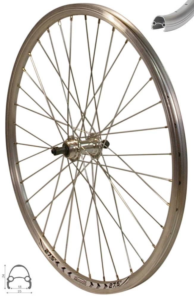 REDONDO 27,5 Zoll Hinterrad Laufrad Hohlkammer V-Profil Felge QR Silber