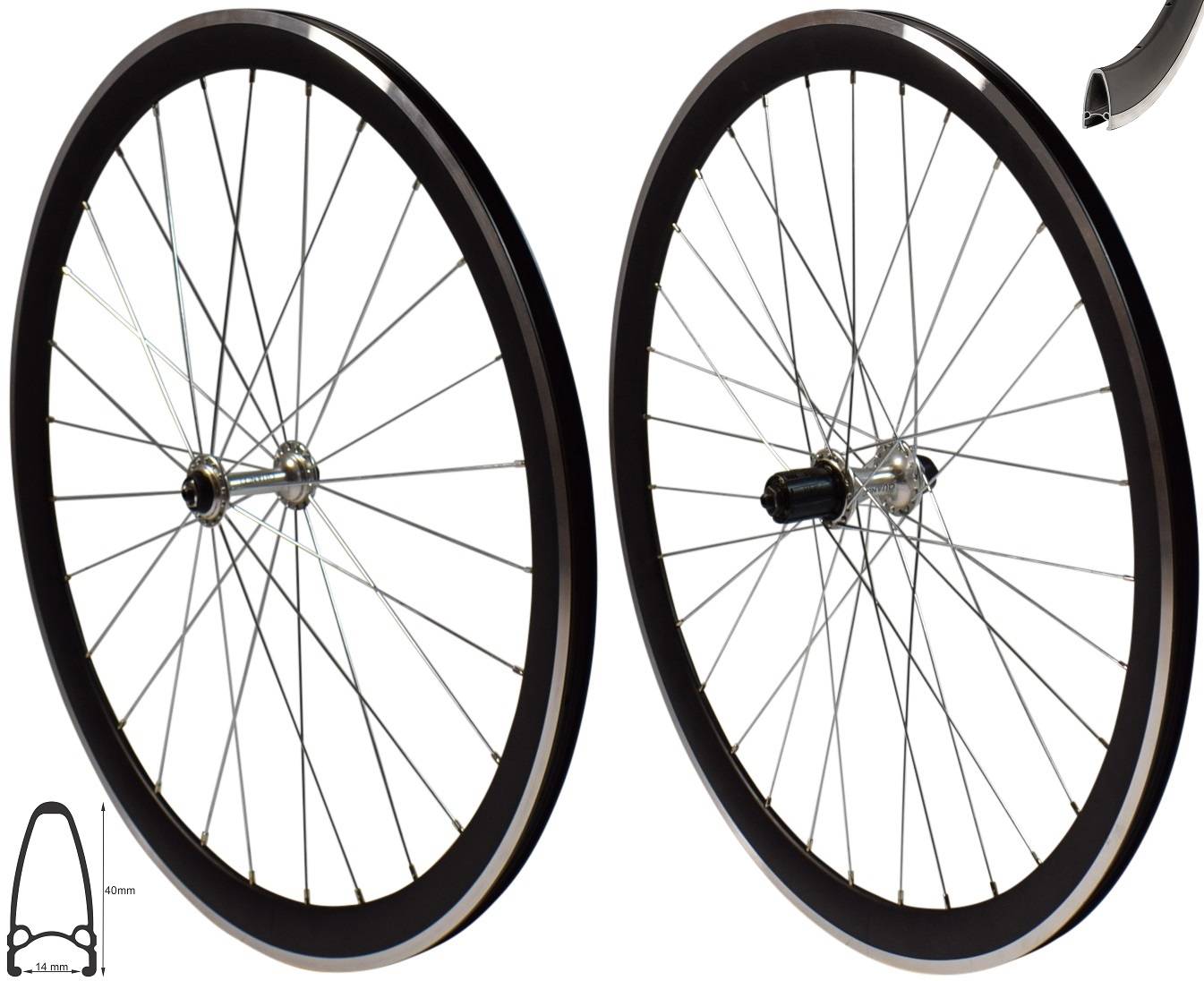 REDONDO 28 Zoll Laufrad Set Rennrad V Profil Felge Schwarz Silber