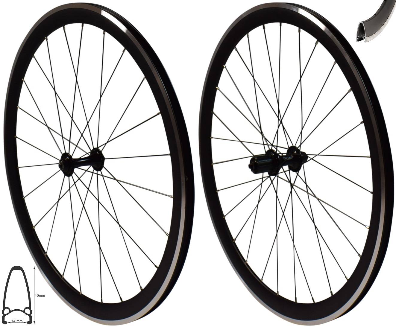 REDONDO 28 Zoll Laufrad Set Rennrad V Profil Felge Schwarz