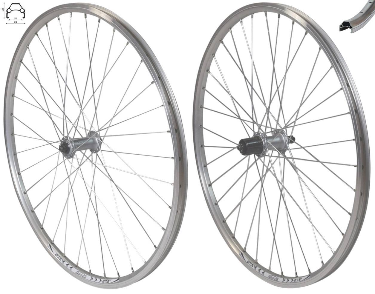 REDONDO 27,5 Zoll Laufrad Set VR + HR Hohlkammer Felge Shimano TX500 Silber