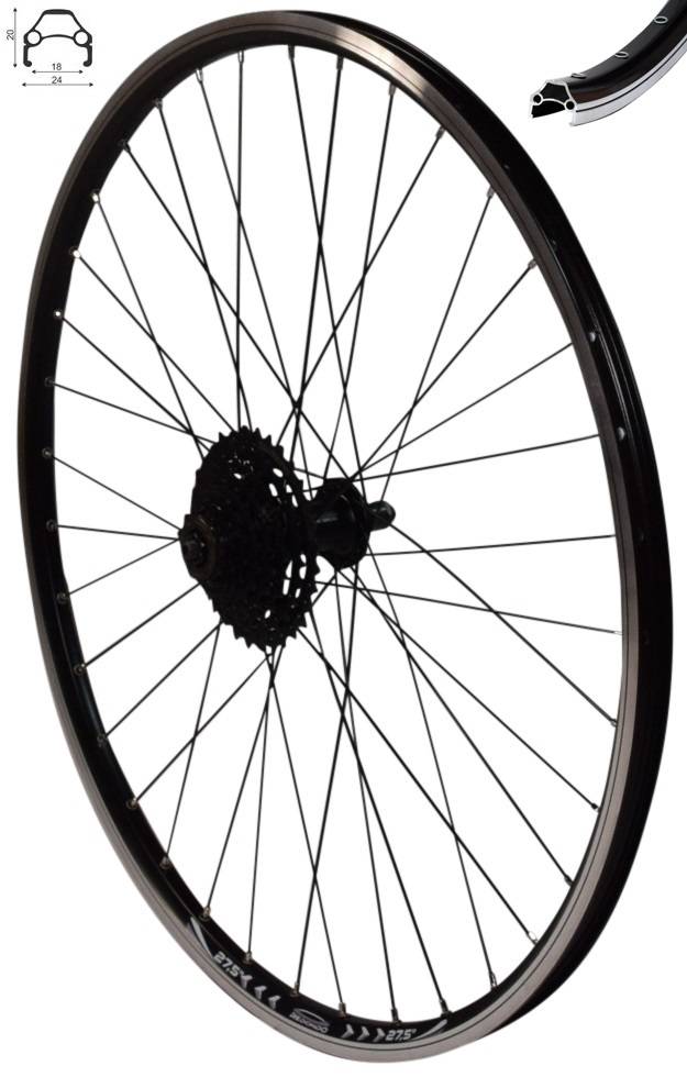 REDONDO 27,5 Zoll Hinterrad Laufrad Felge Shimano TX500 Schwarz+ 8 fach Kassette
