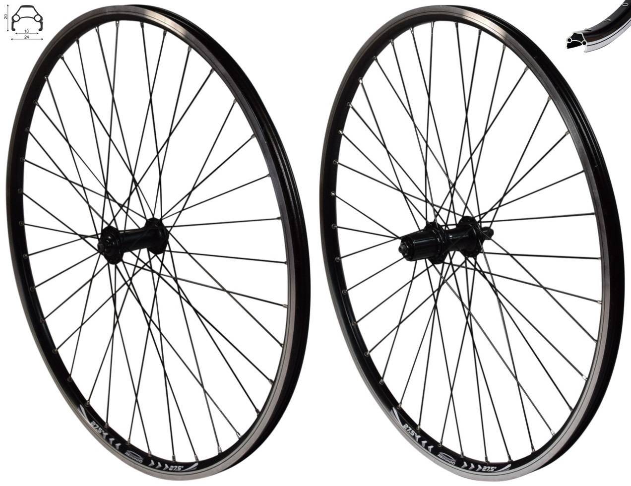 REDONDO 27,5 Zoll Laufrad Set VR + HR Hohlkammer Felge Shimano TX500 Schwarz