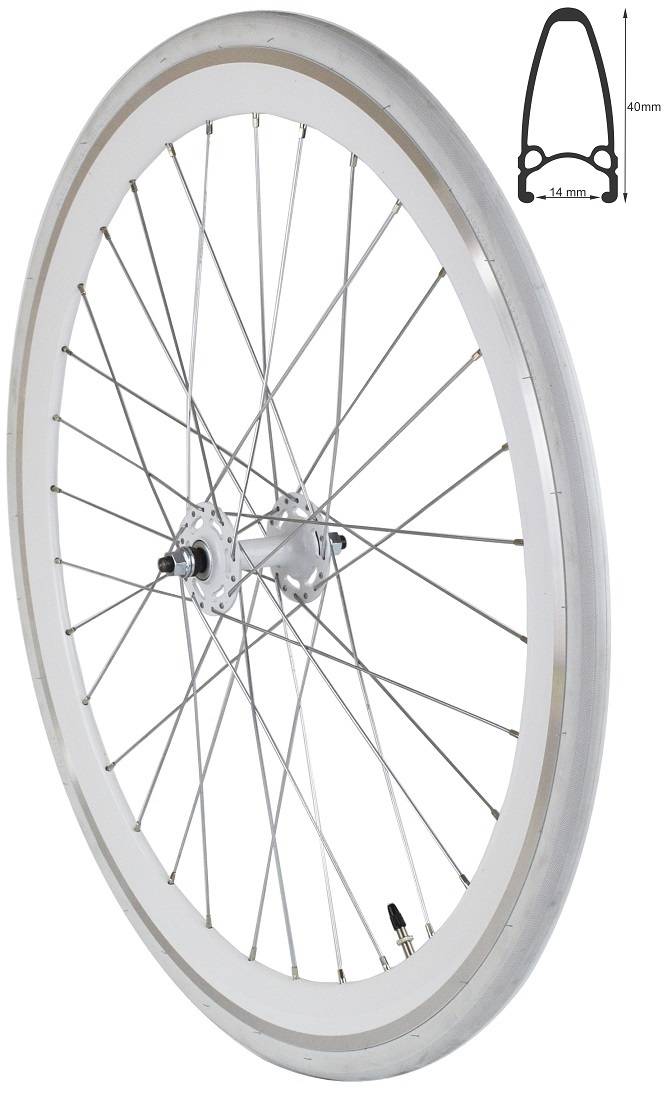 REDONDO 28 Zoll Vorderrad Singlespeed Fixie Laufrad Felge Weiß + Reifen