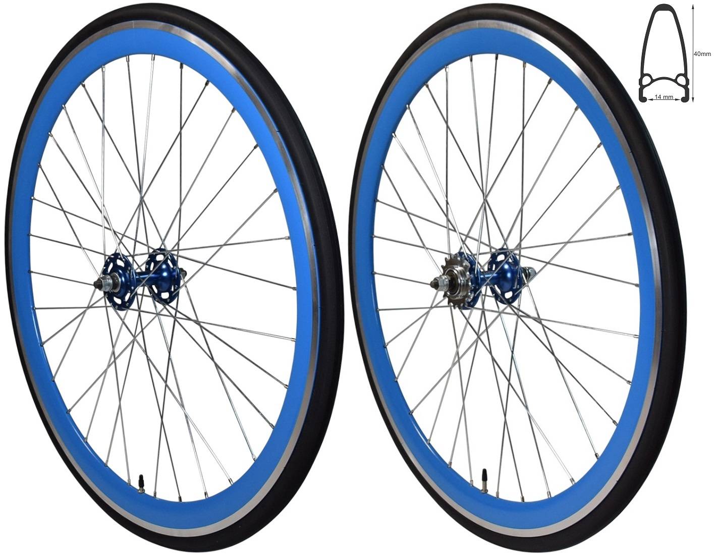 REDONDO 28 Zoll Laufrad Set Singlespeed Fixie Laufrad Felge Blau Schwarz+ Reifen