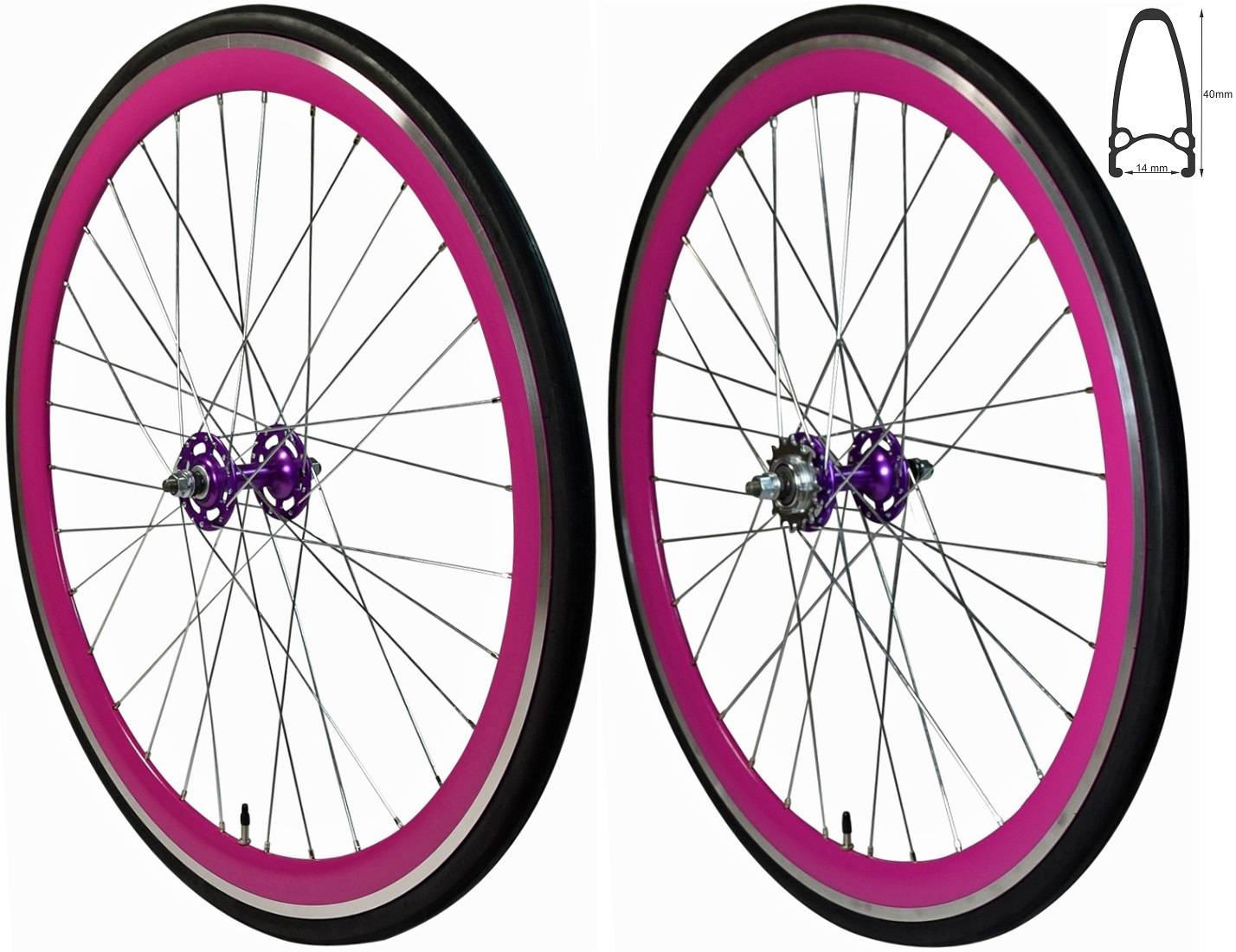 REDONDO 28 Zoll Laufrad Set Singlespeed Fixie Laufrad Felge Lila Schwarz+ Reifen