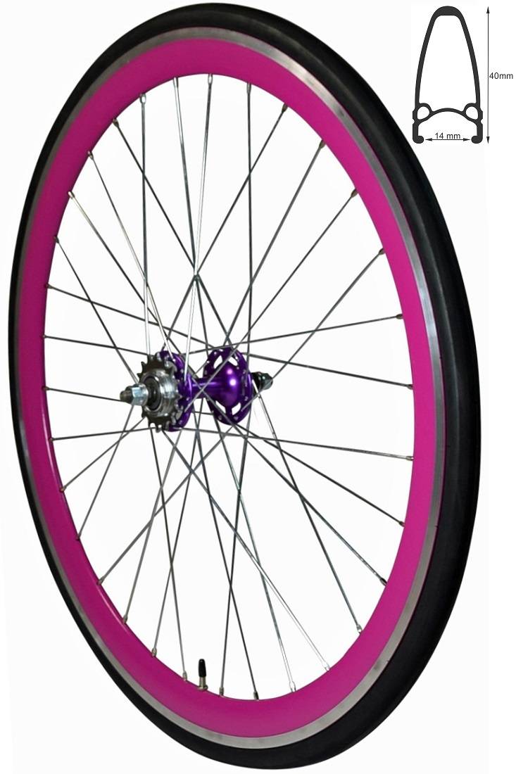 REDONDO 28 Zoll Hinterrad Singlespeed Fixie Laufrad Felge Lila Schwarz + Reifen
