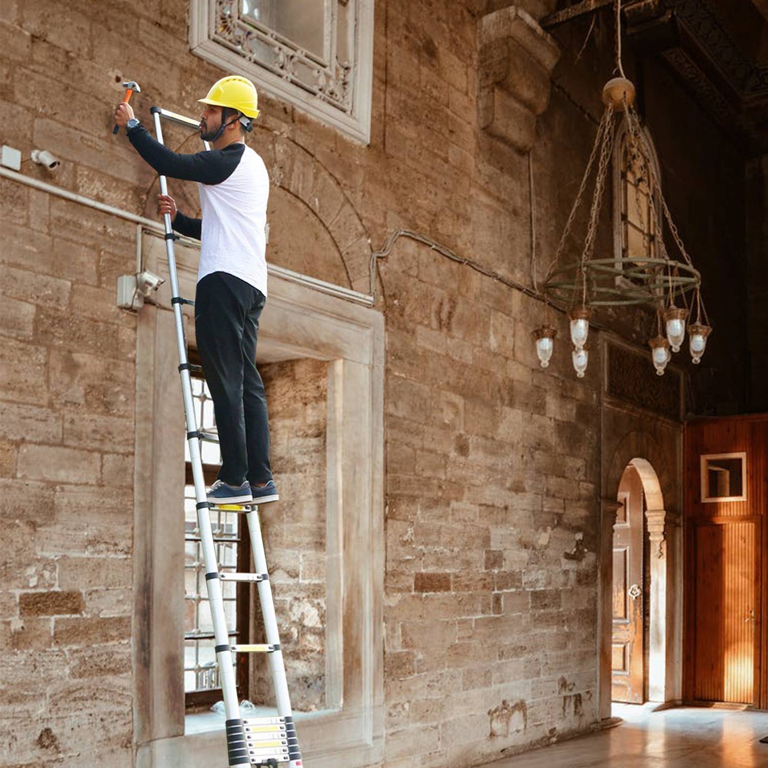Teleskopleiter Alu 3.2m Stehleiter Mehrzweckleiter Alu Anlegeleiter Multifunktionsleiter Ausziehleiter