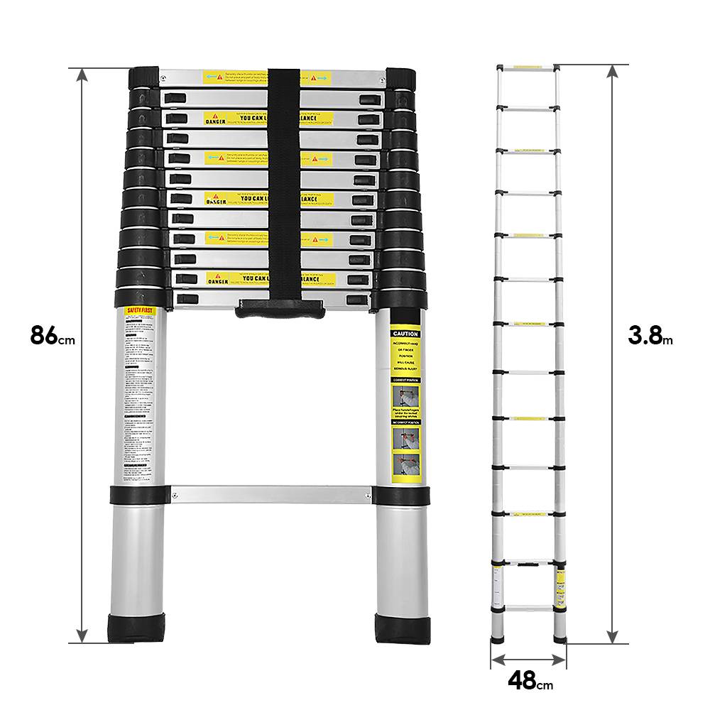 Teleskopleiter Alu 3.8m Stehleiter Mehrzweckleiter Alu Anlegeleiter Multifunktionsleiter Ausziehleiter