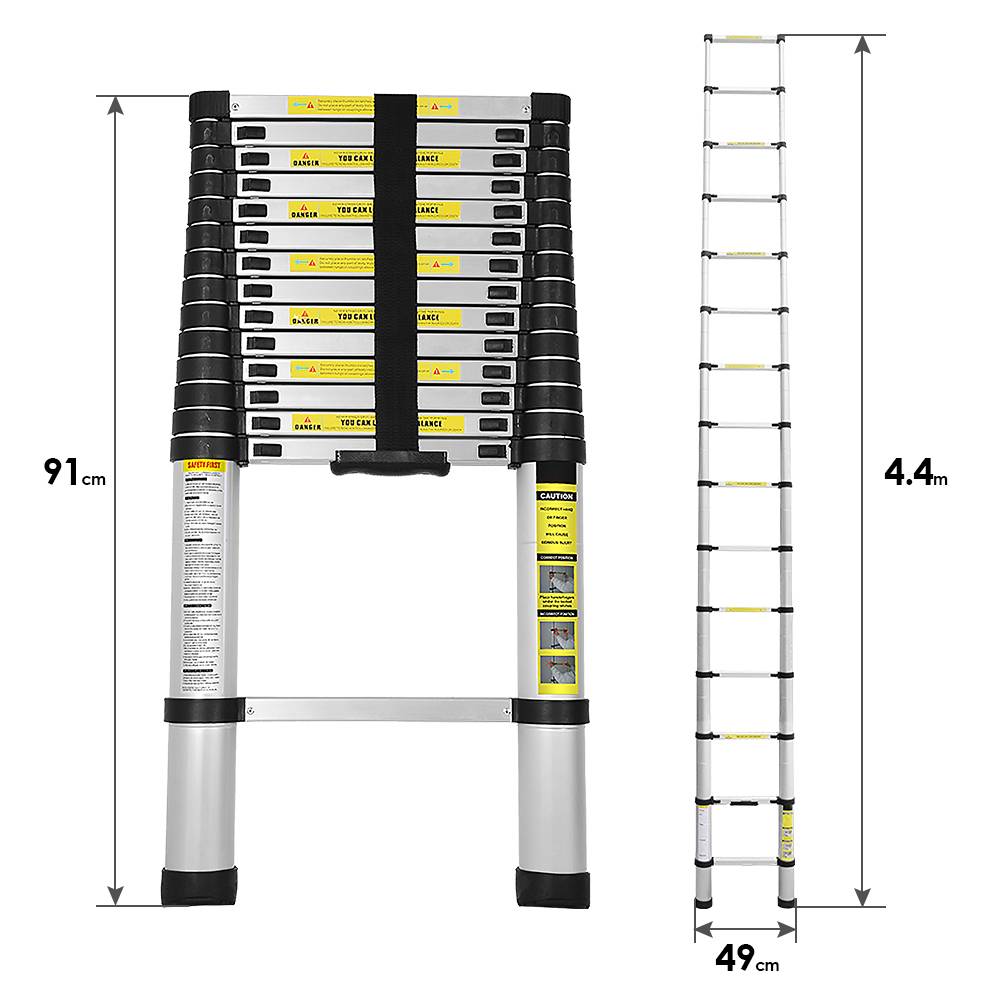 Teleskopleiter Alu 4.4m Stehleiter Mehrzweckleiter Alu Anlegeleiter Multifunktionsleiter Ausziehleiter