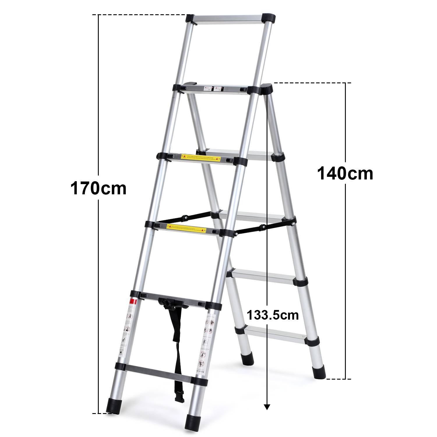 Teleskopleiter Ausziehleiter Klappleiter 1.4m+1.7m Stabil Anlegeleiter Aluminium Stehleiter bis 150kg