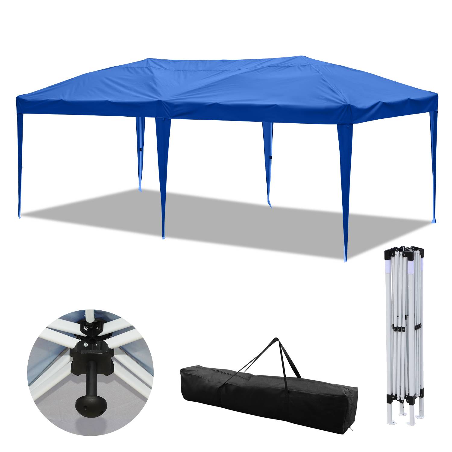 Faltpavillon Pavillons & Partyzelte 3x6m, Festzelt Gartenzelt für Garten Terrasse Feier Party, Wasserdich ohn Seiten Blau