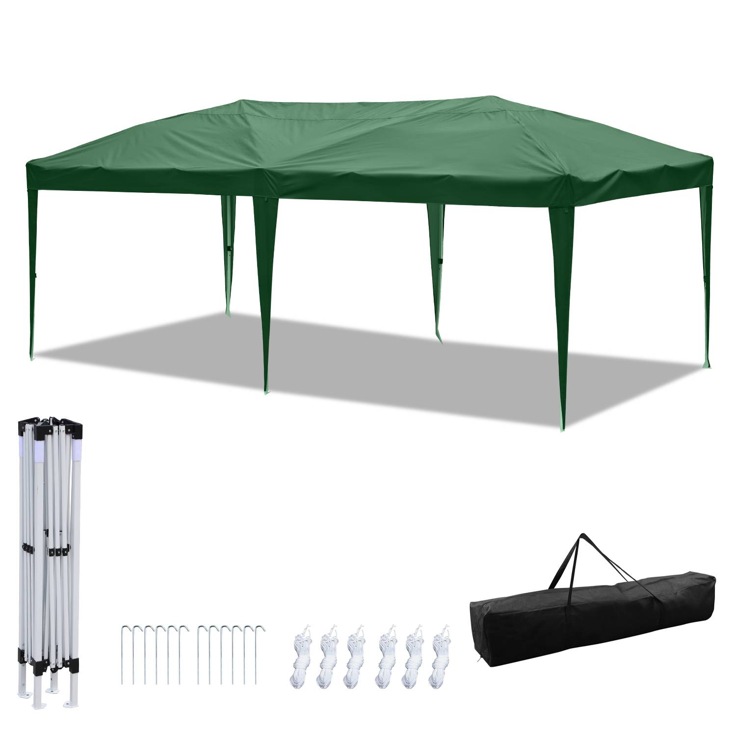 Faltpavillon Pavillons & Partyzelte 3x6m, Festzelt Gartenzelt für Garten Terrasse Feier Party, Wasserdich ohn Seiten Grün
