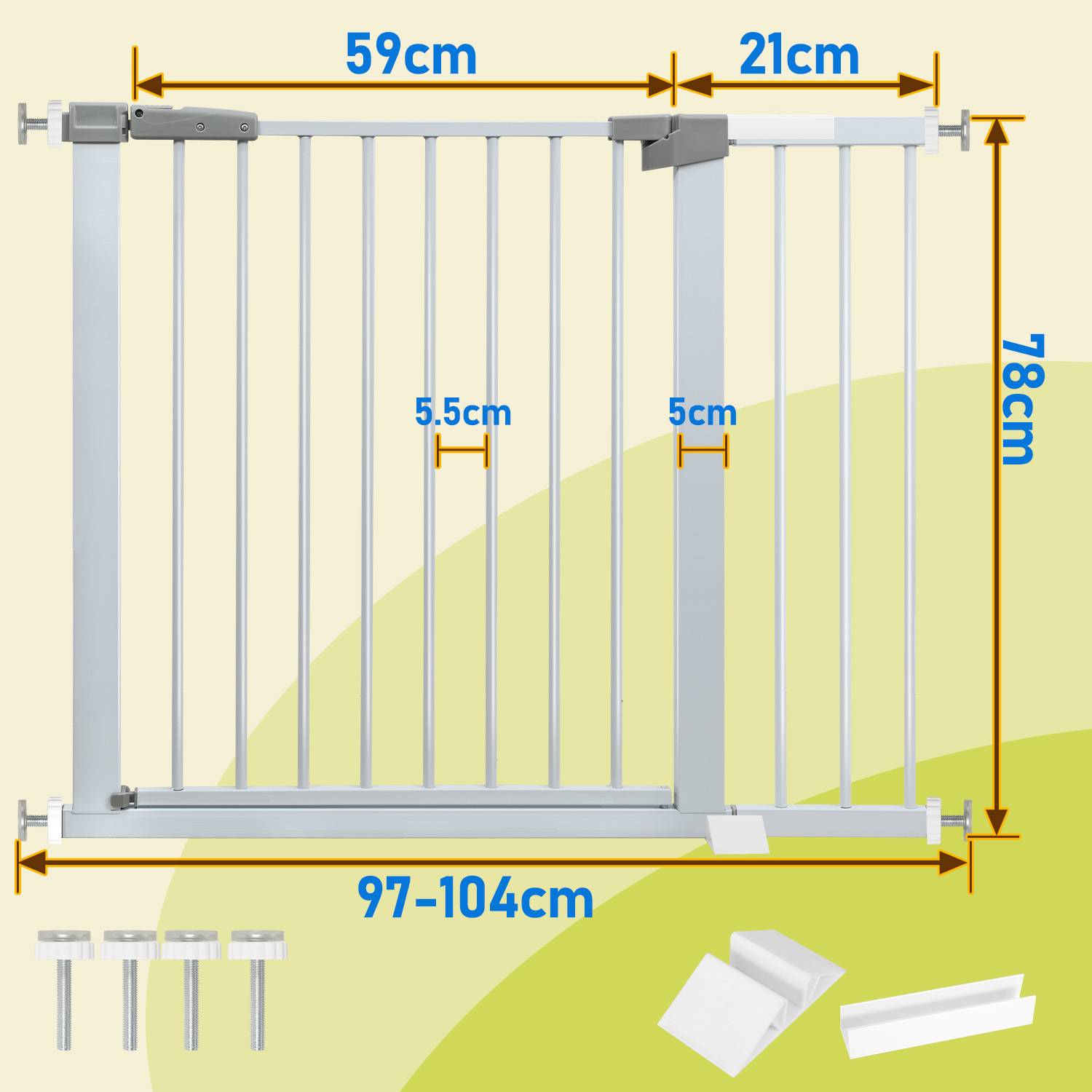 Türschutzgitter Automatisch schließend 97-104 cm Babytor Treppentor Verstellbare Breite passt sich verschiedenen Räumen an Stoßfestes Material ext