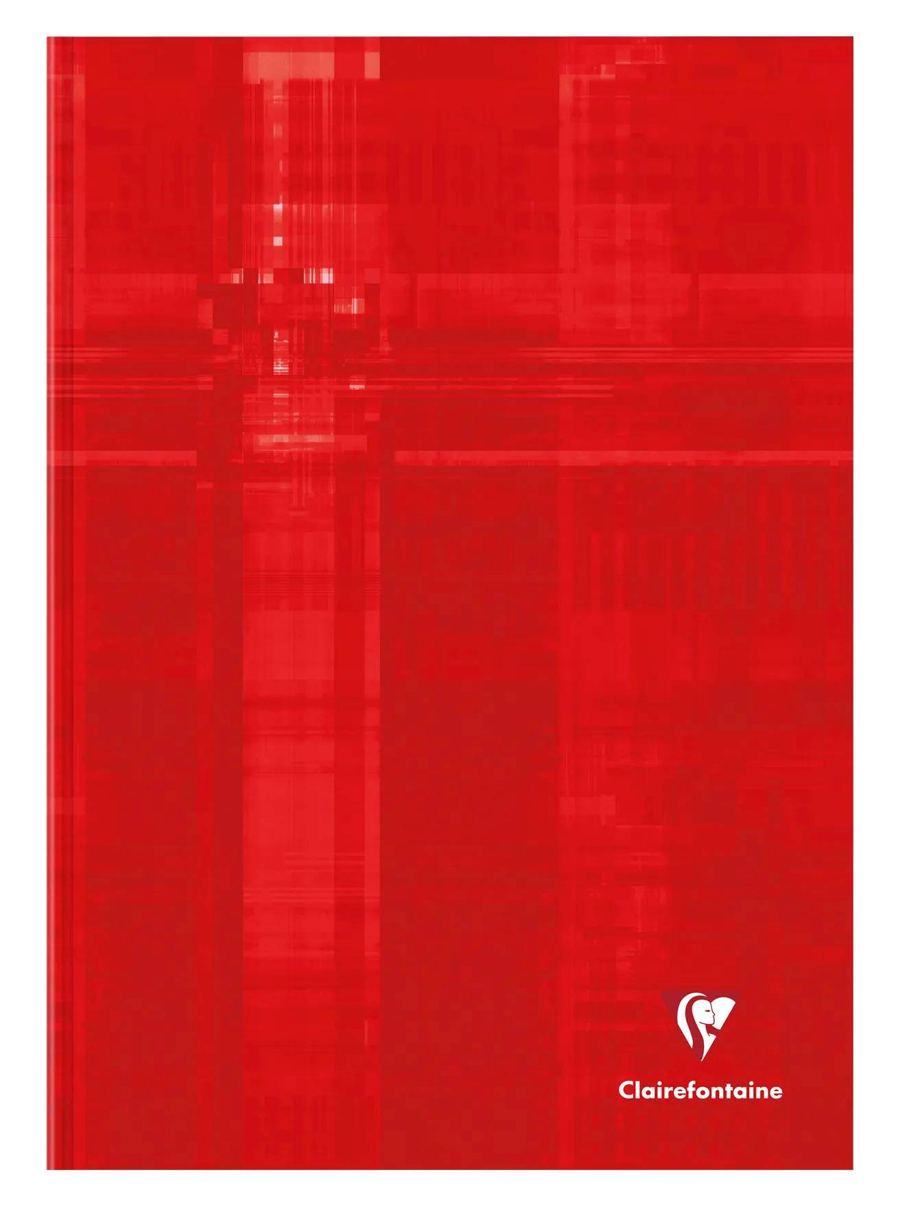 Rotes abstraktes strukturiertes Deckblatt mit dem Clairefontaine-Logo in der unteren rechten Ecke.