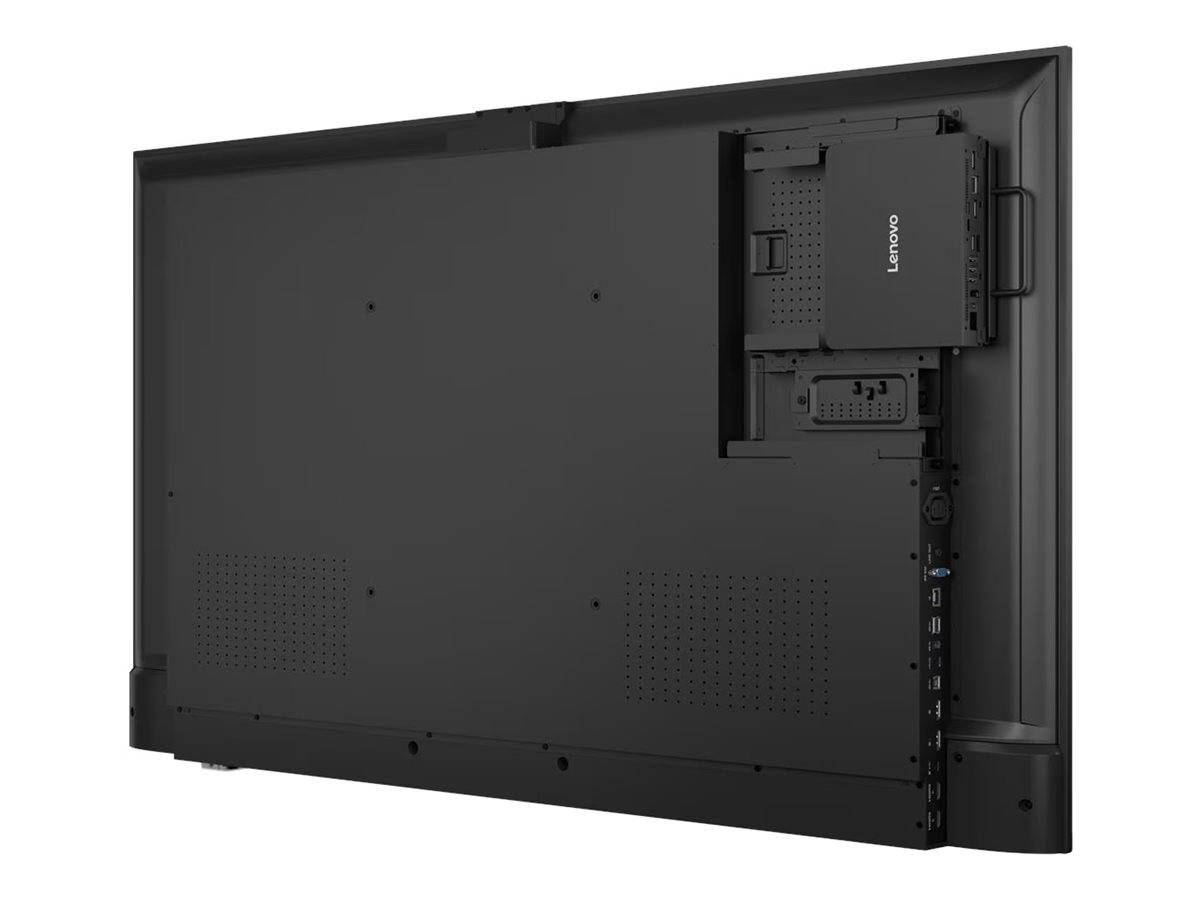 Rückansicht eines Lenovo ThinkSmart One-Geräts, die Anschlüsse und Belüftungsbereiche zeigt und darauf hindeutet, dass es für die Integration in andere Systeme konzipiert ist.