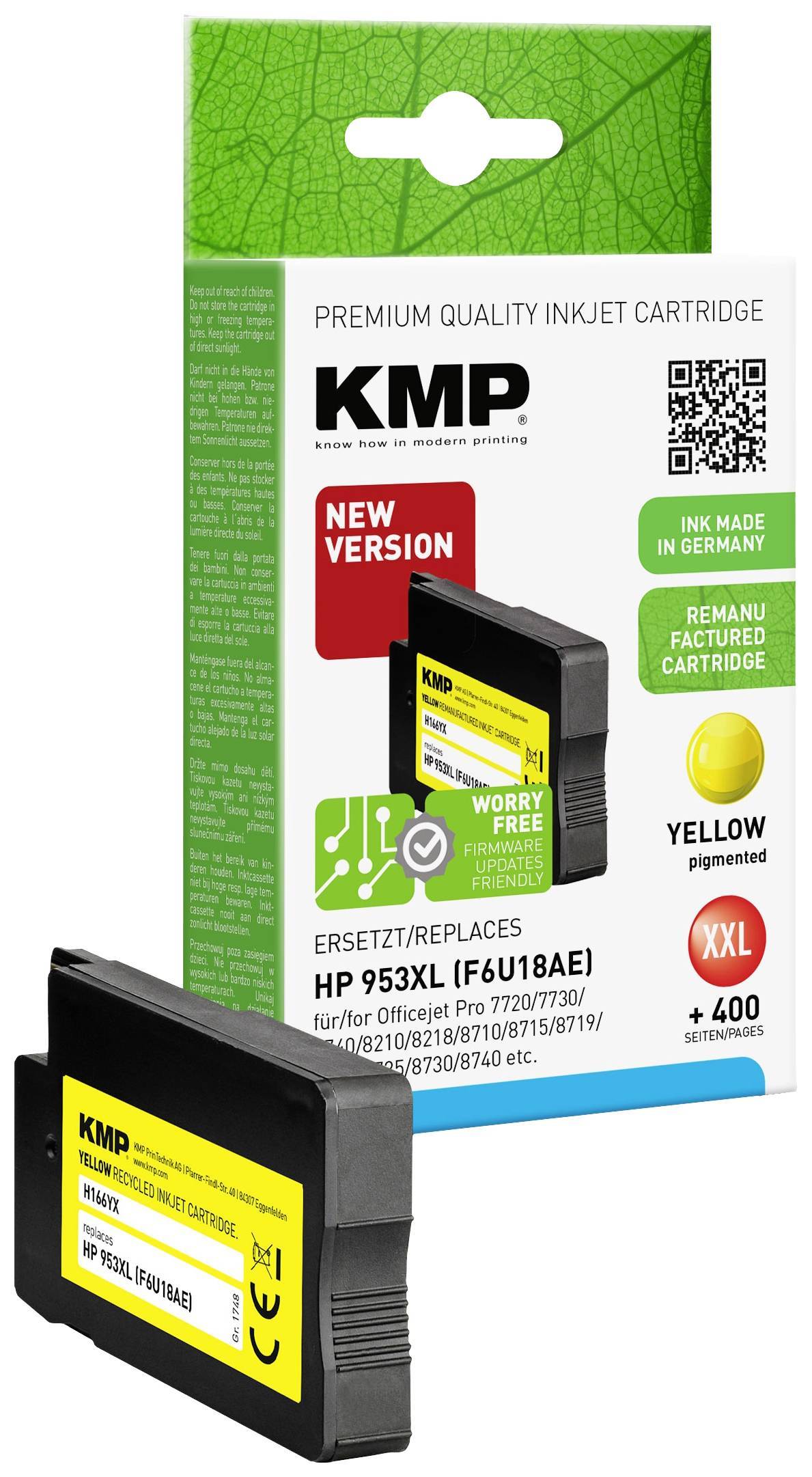 KMP Patrone HP 953XL (F6U18AE) yellow 2000 S. Hybrid-Chip refilled Multimedia-Technik Patronen HP