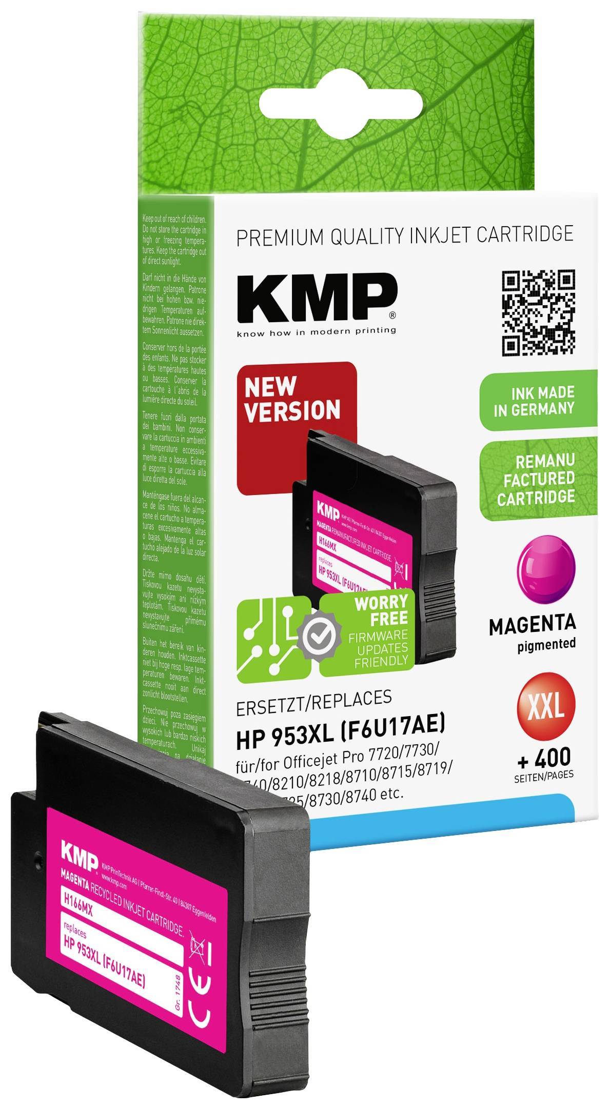 KMP Patrone HP 953XL (F6U17AE) magenta 2000 S. Hybrid-Chip refilled Multimedia-Technik Patronen HP