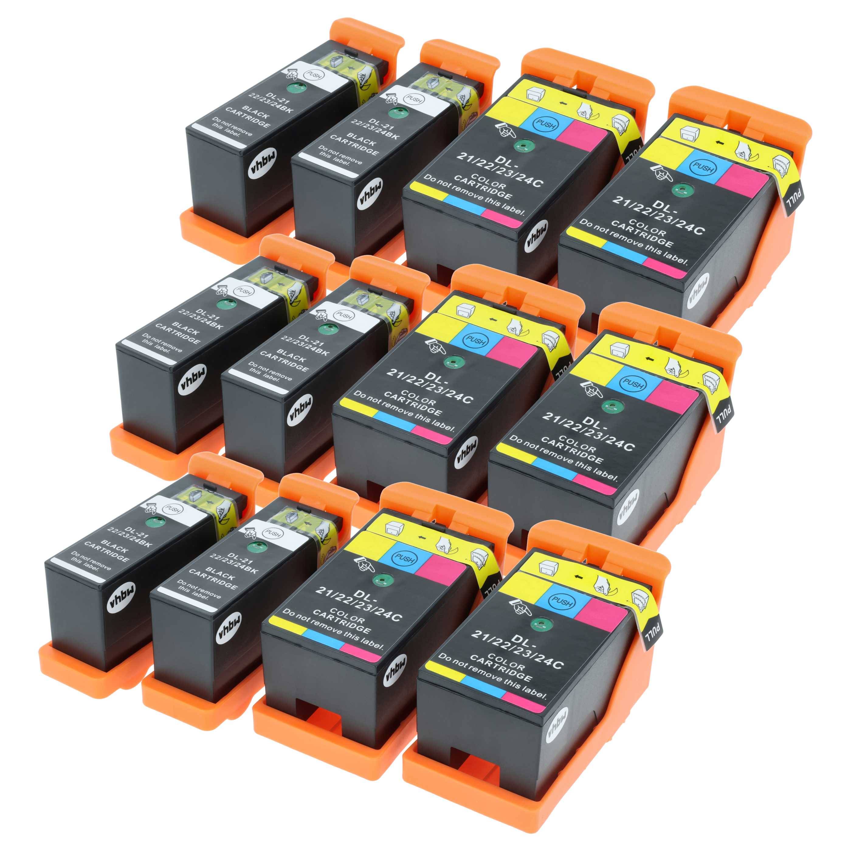 vhbw 12x Tintenpatronen Ersatz für Dell 22, 21, 23, 24 für Drucker (Kompatibel)