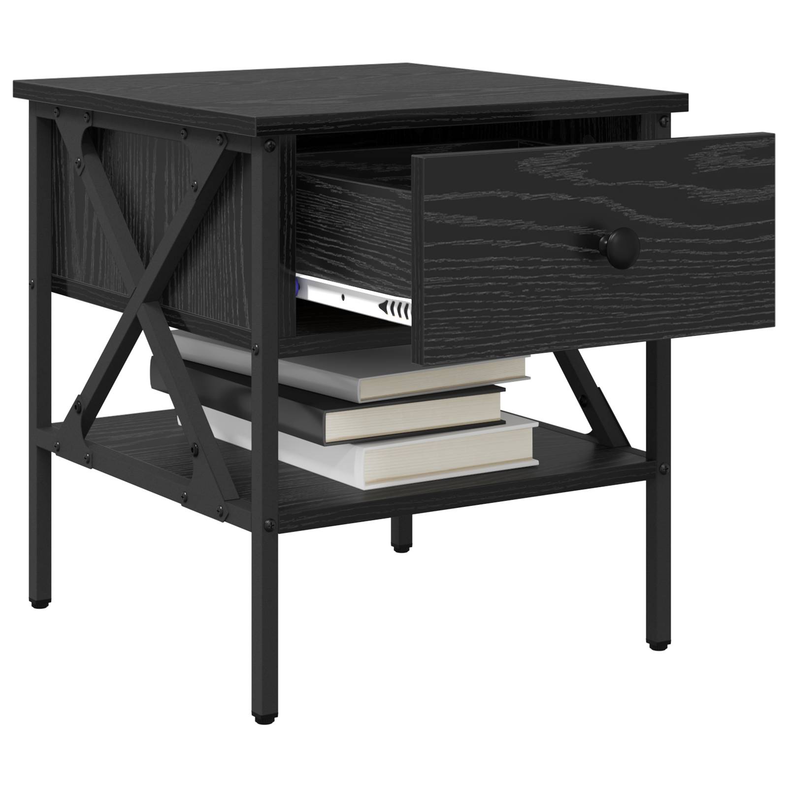 vidaXL Nachttische 2 Stk Schwarze Eiche 40x42x45 cm Ingenieurholz