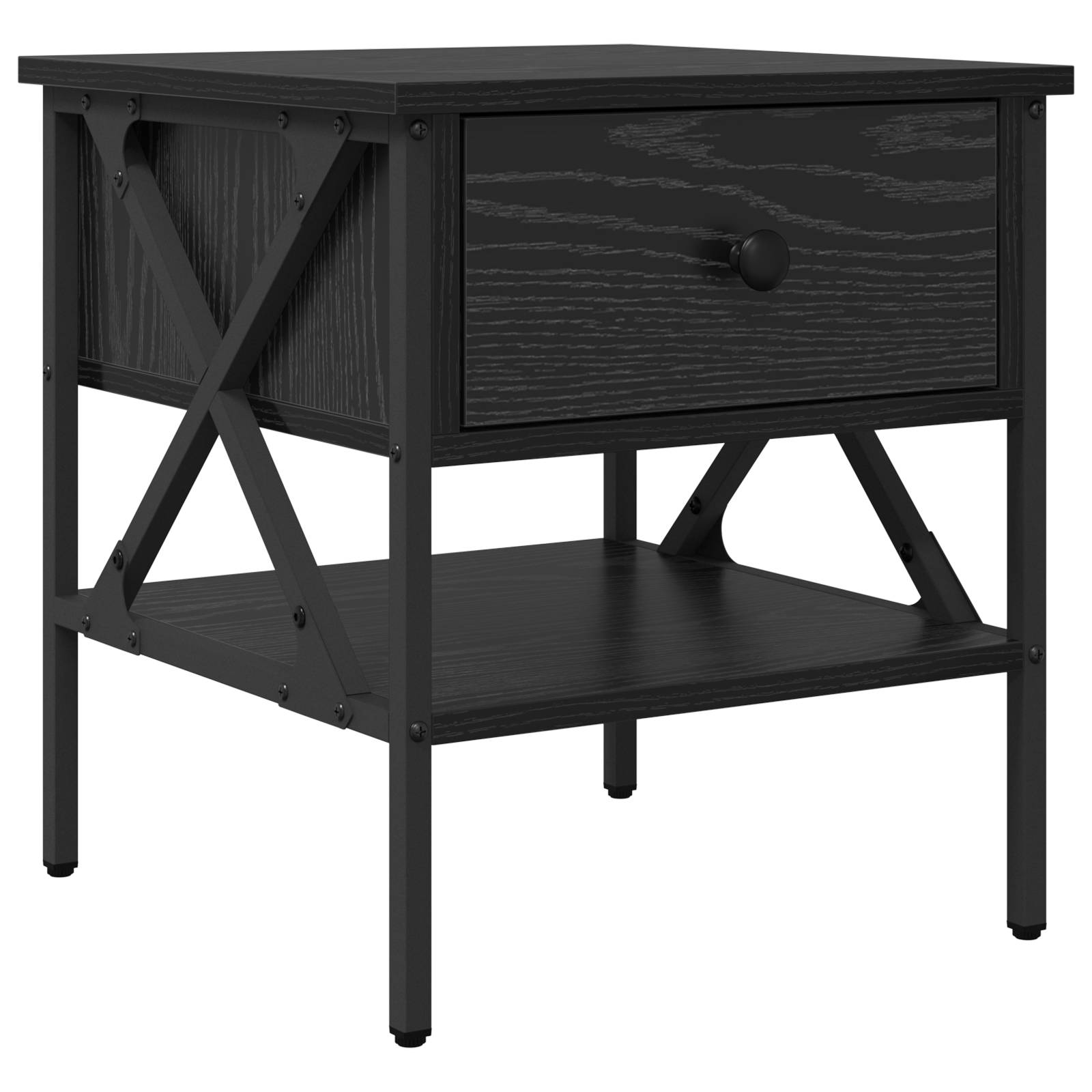 vidaXL Nachttische 2 Stk Schwarze Eiche 40x42x45 cm Ingenieurholz