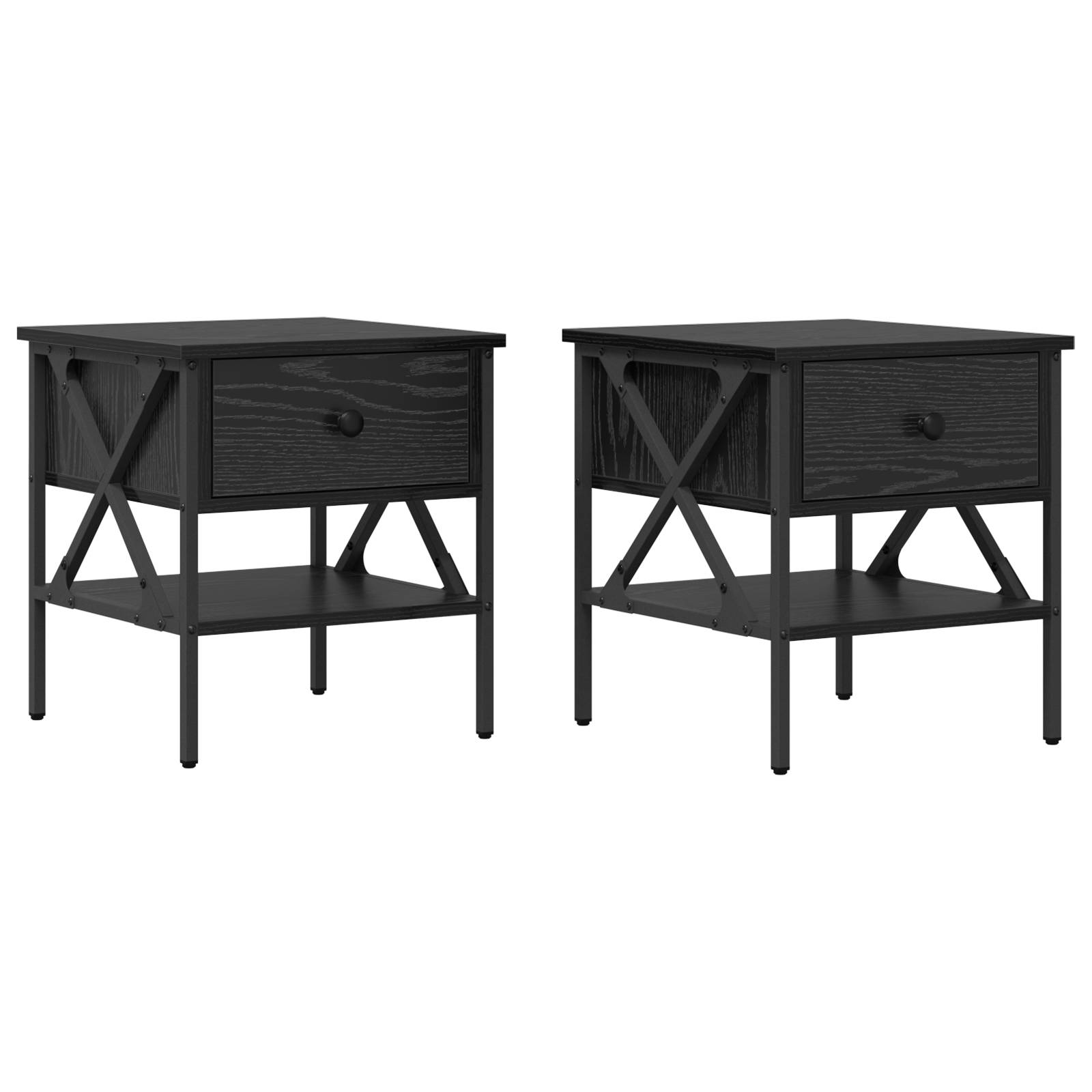 vidaXL Nachttische 2 Stk Schwarze Eiche 40x42x45 cm Ingenieurholz