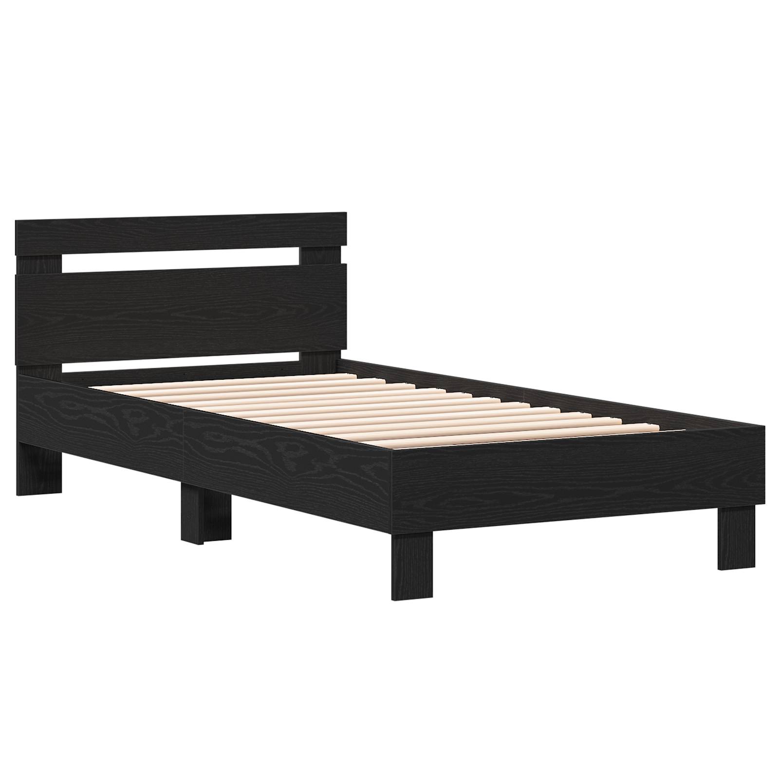 vidaXL Bettgestell – Schwarz Eiche, 90x190 cm, aus Spanplatte.
