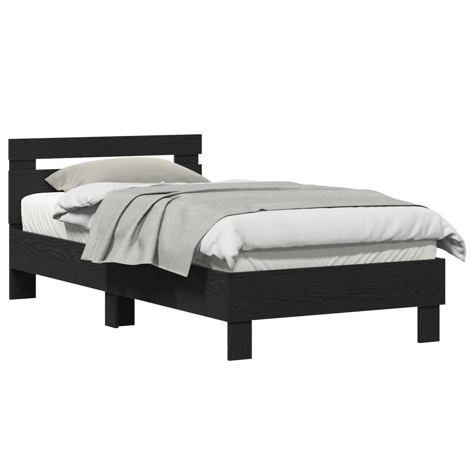 vidaXL Bettgestell – Schwarz Eiche, 90x190 cm, aus Spanplatte.