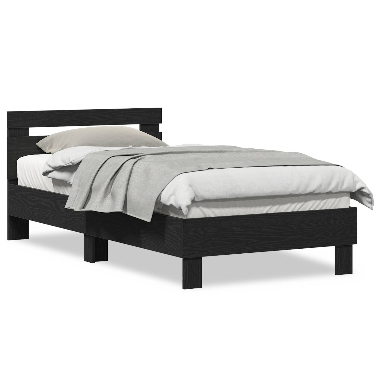 vidaXL Bettgestell – Schwarz Eiche, 90x190 cm, aus Spanplatte.