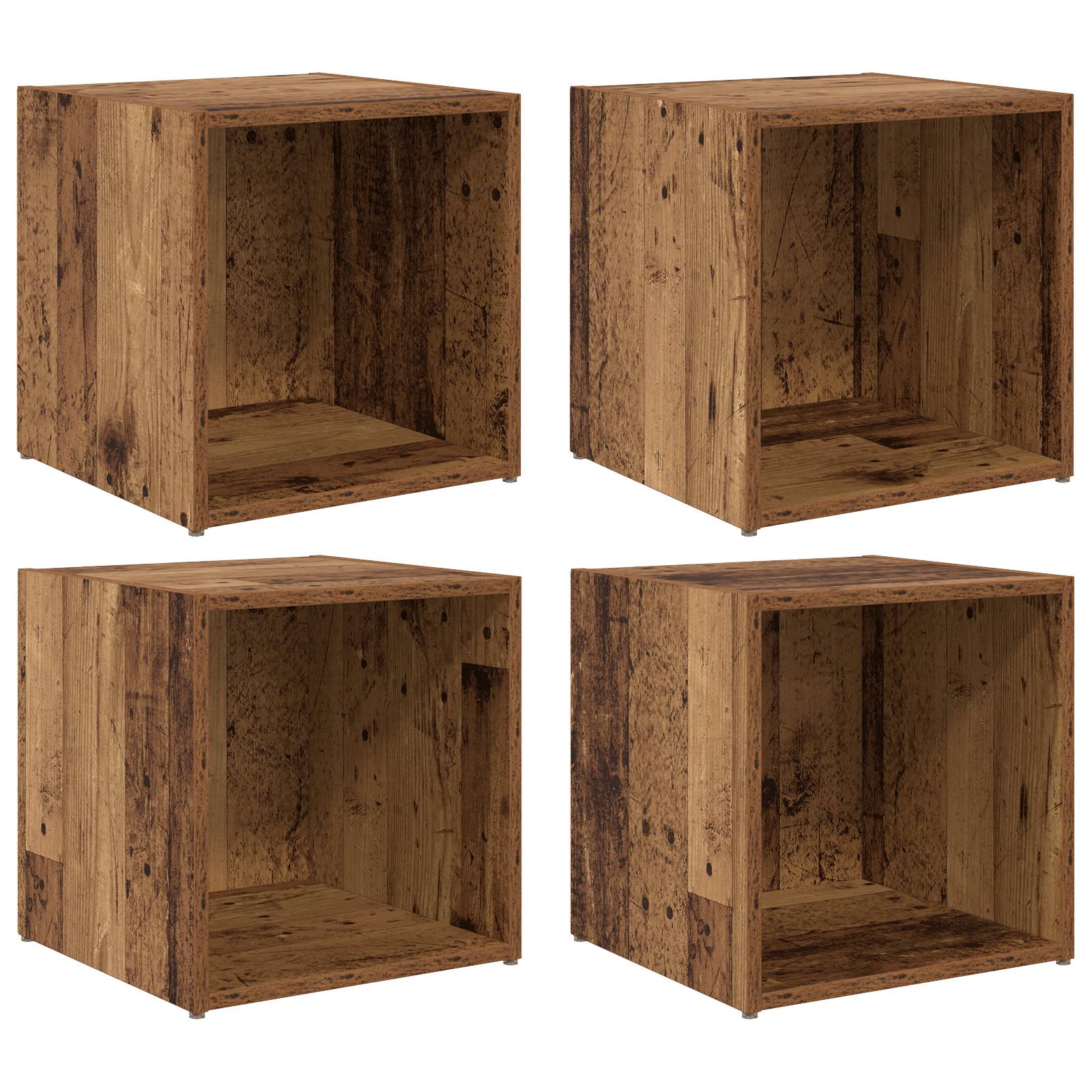 vidaXL TV-Schränke 4 Stk. Altholz 37x35x37 cm Holzwerkstoff