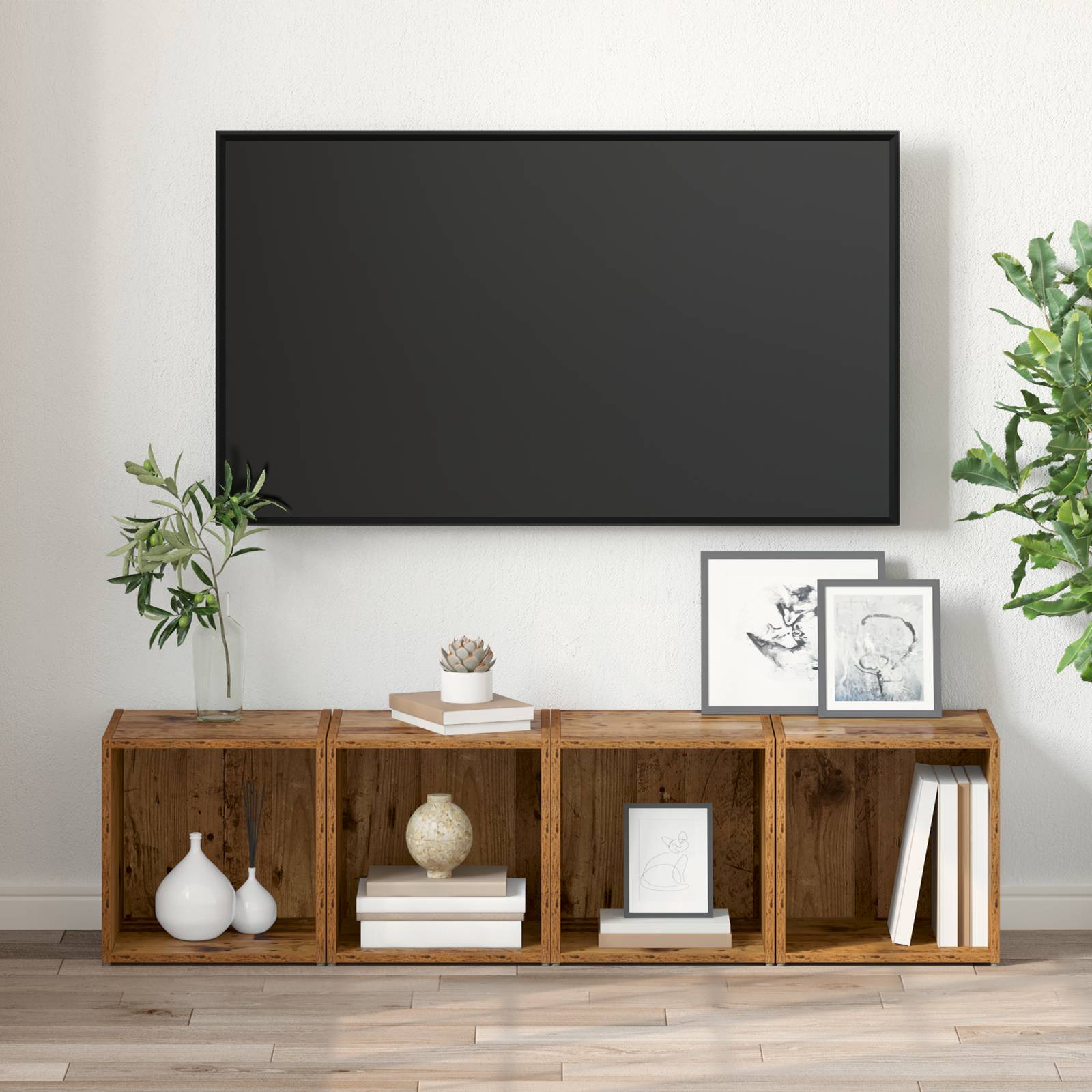 vidaXL TV-Schränke 4 Stk. Altholz 37x35x37 cm Holzwerkstoff