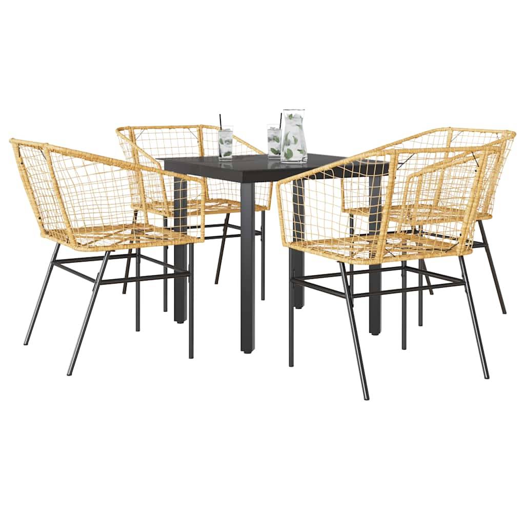 vidaXL 5-teiliges Garten-Esszimmerset Braunes Polyrattanglas