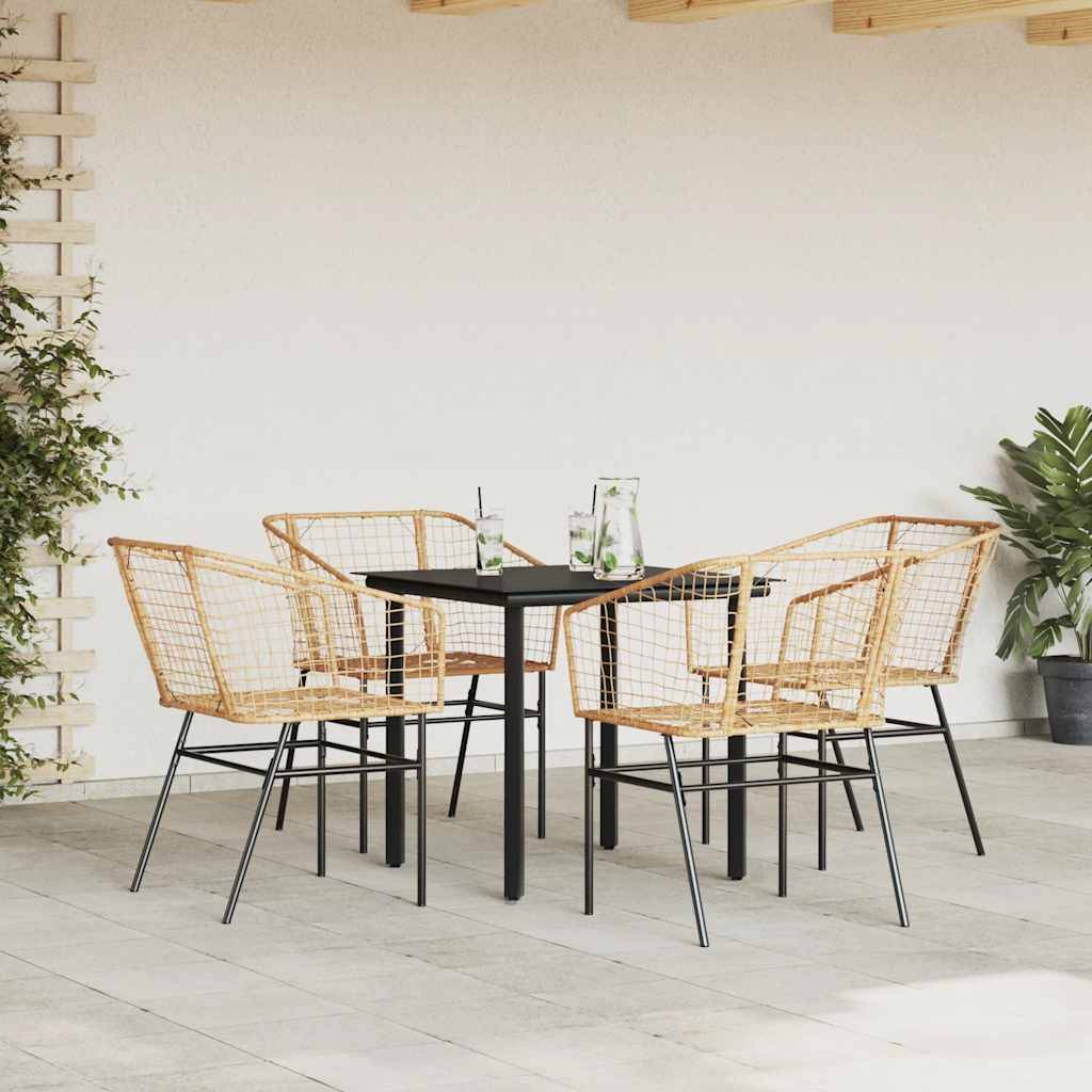 vidaXL 5-teiliges Garten-Esszimmerset Braunes Polyrattanglas