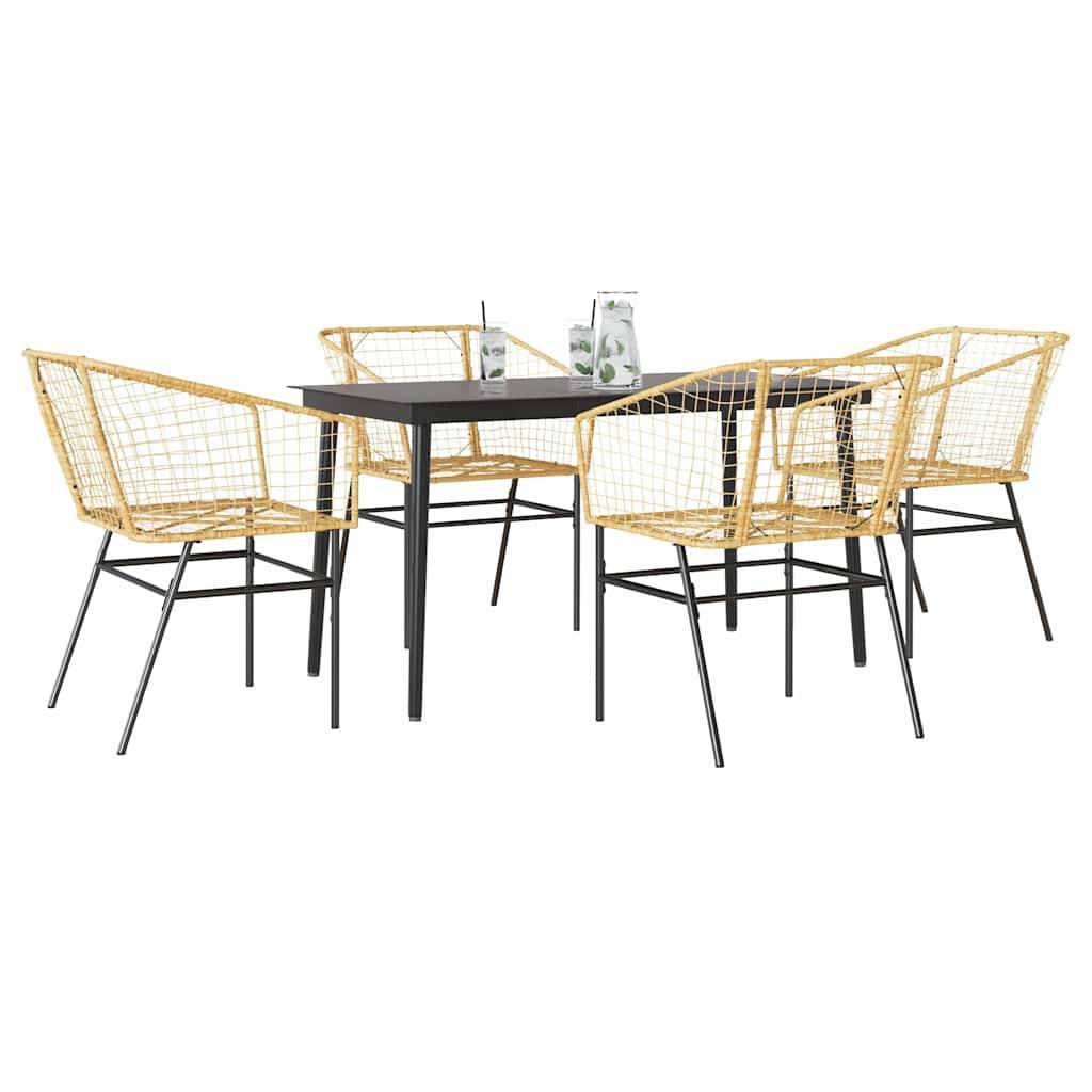 vidaXL 5-teiliges Garten-Esszimmerset Braunes Polyrattanglas