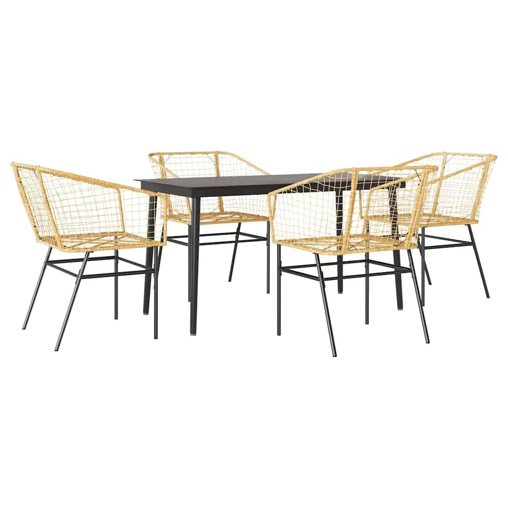 vidaXL 5-teiliges Garten-Esszimmerset Braunes Polyrattanglas