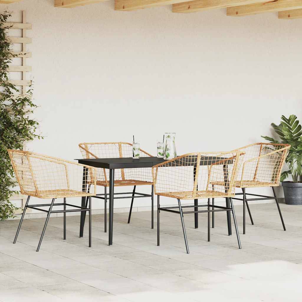vidaXL 5-teiliges Garten-Esszimmerset Braunes Polyrattanglas