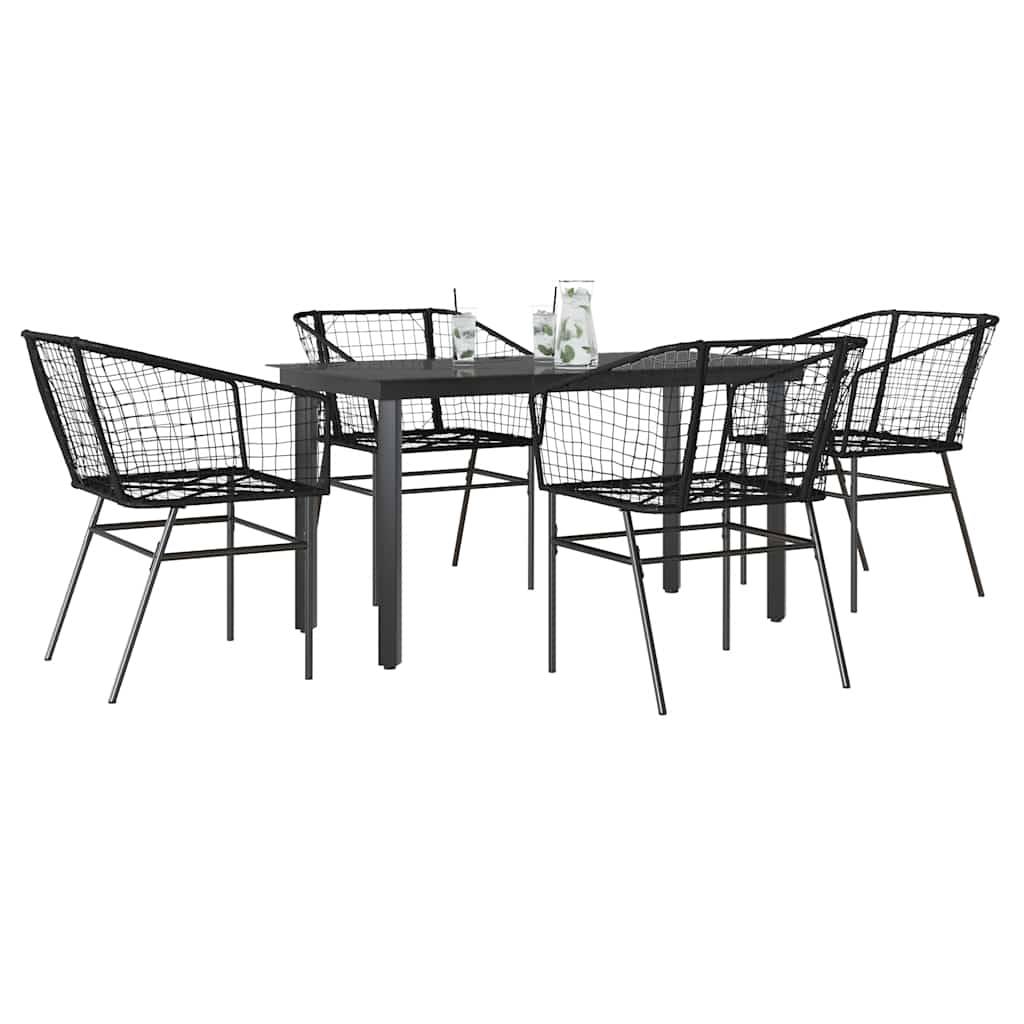 vidaXL 5-teiliges Garten-Esszimmerset aus schwarzem Polyrattanglas