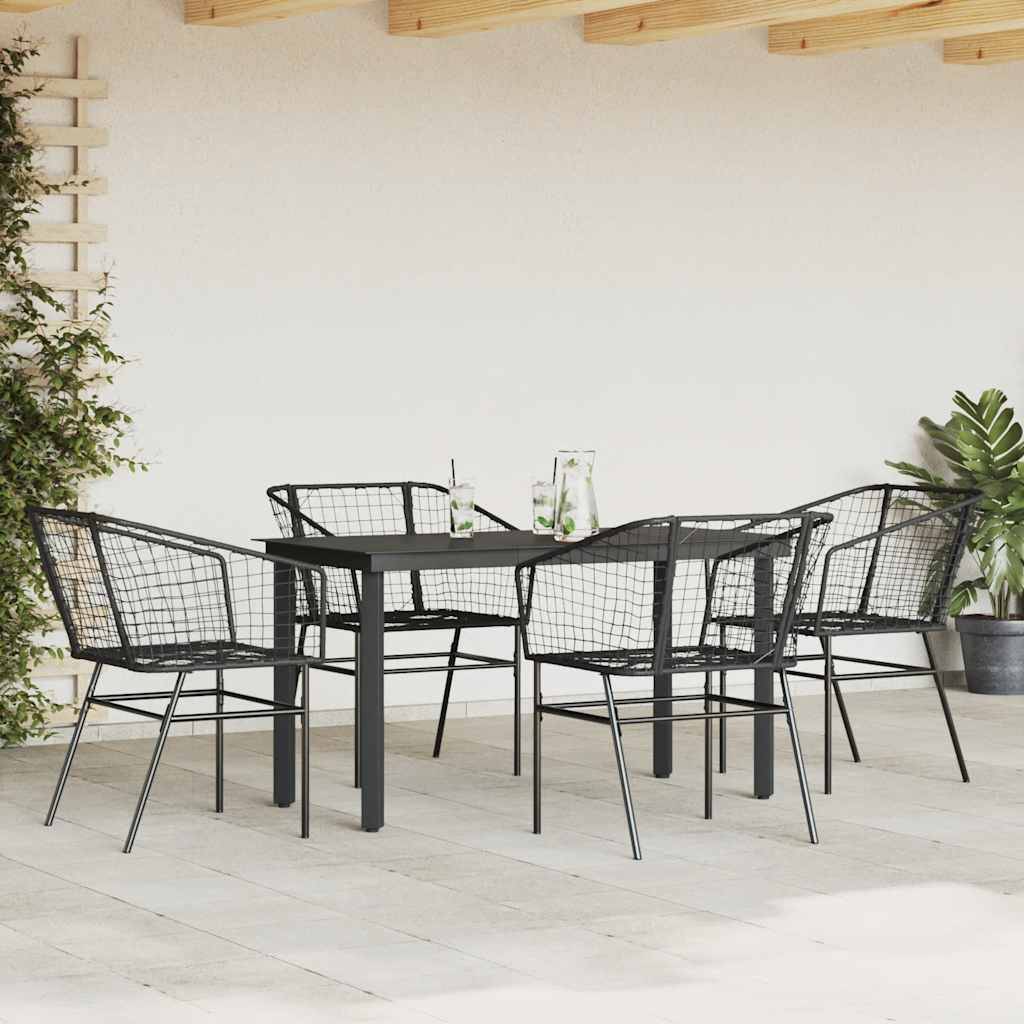vidaXL 5-teiliges Garten-Esszimmerset aus schwarzem Polyrattanglas