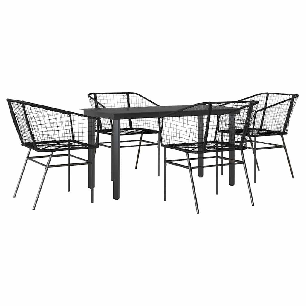 vidaXL 5-teiliges Garten-Esszimmerset aus schwarzem Polyrattanglas