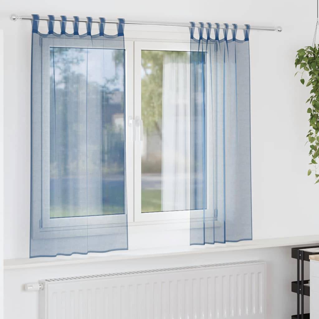 vidaXL Voile Vorhänge mit Stangentaschen 2 Stk. Königsblau
