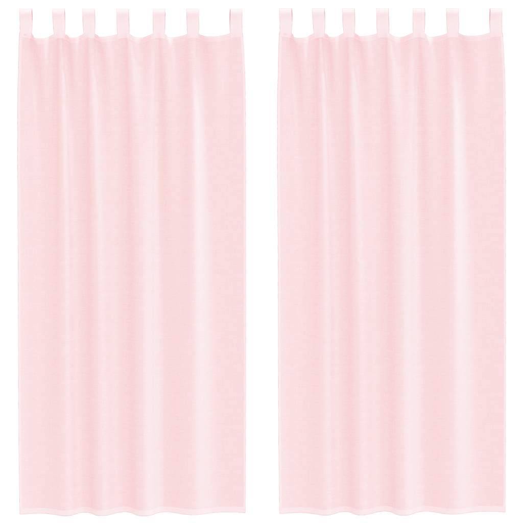 vidaXL Voile Vorhänge mit Stangentaschen 2 Stk. Hellrosa