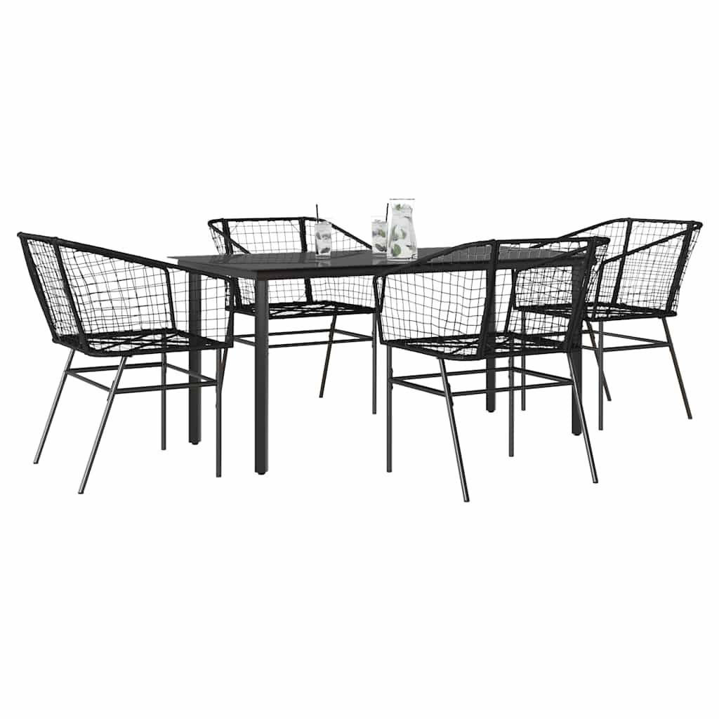 vidaXL 5-teiliges Garten-Esszimmerset aus schwarzem Polyrattanglas