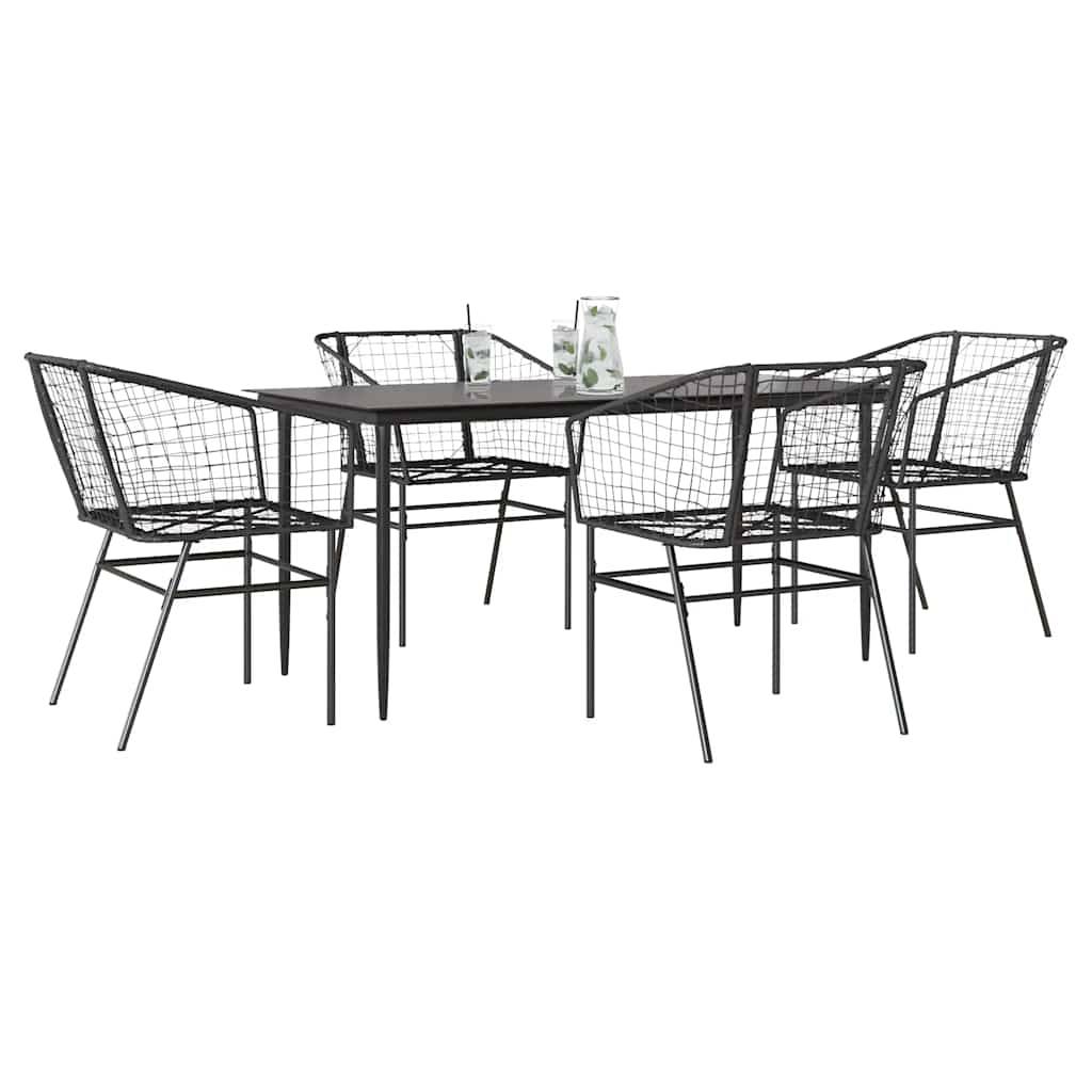 vidaXL 5-teiliges Garten-Esszimmerset aus schwarzem Polyrattanglas