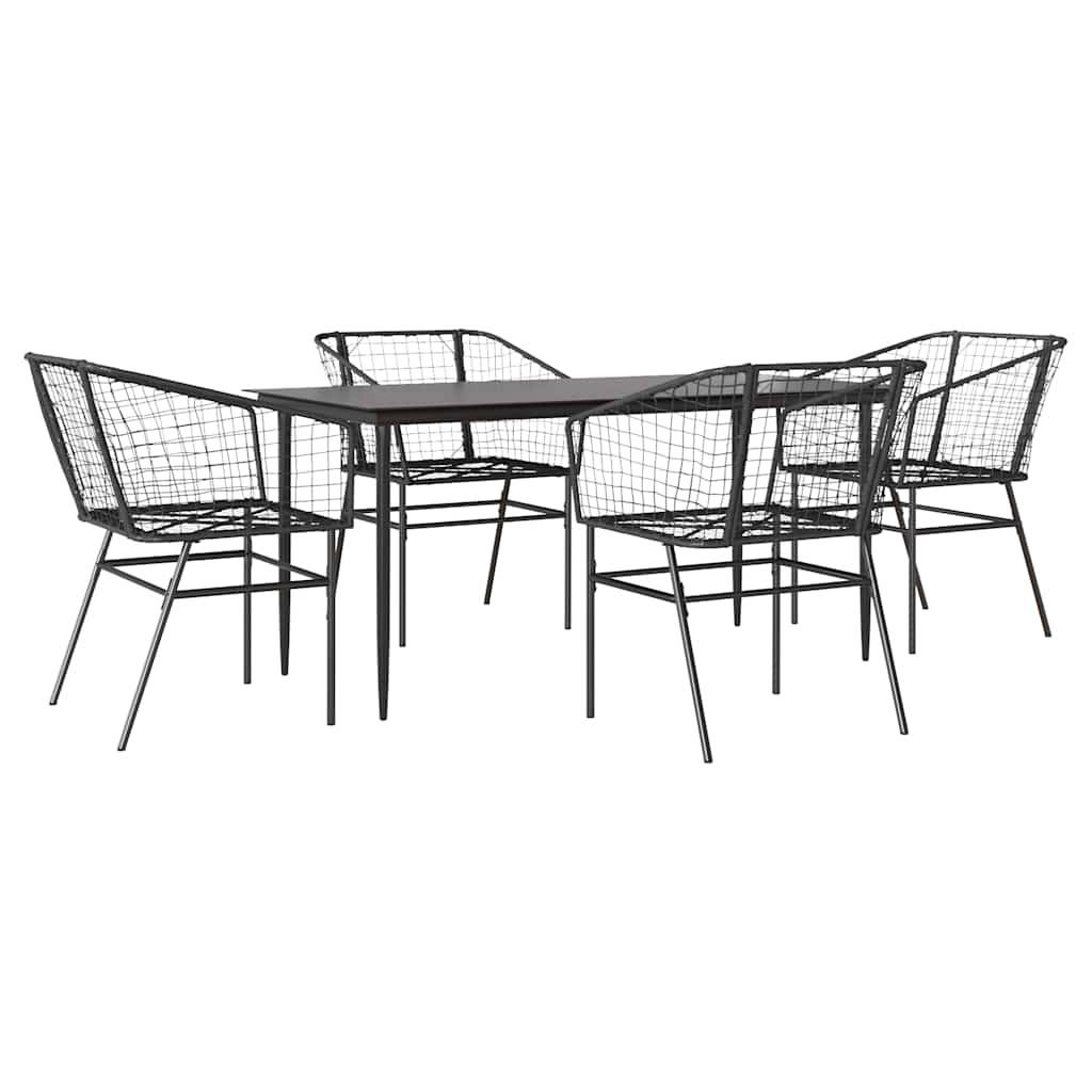 vidaXL 5-teiliges Garten-Esszimmerset aus schwarzem Polyrattanglas