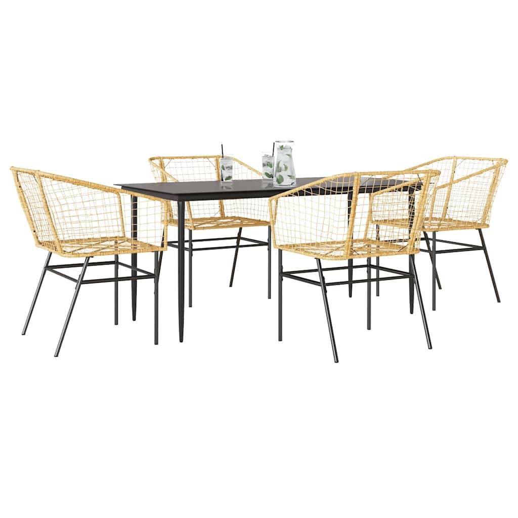 vidaXL 5-teiliges Garten-Esszimmerset Braunes Polyrattanglas