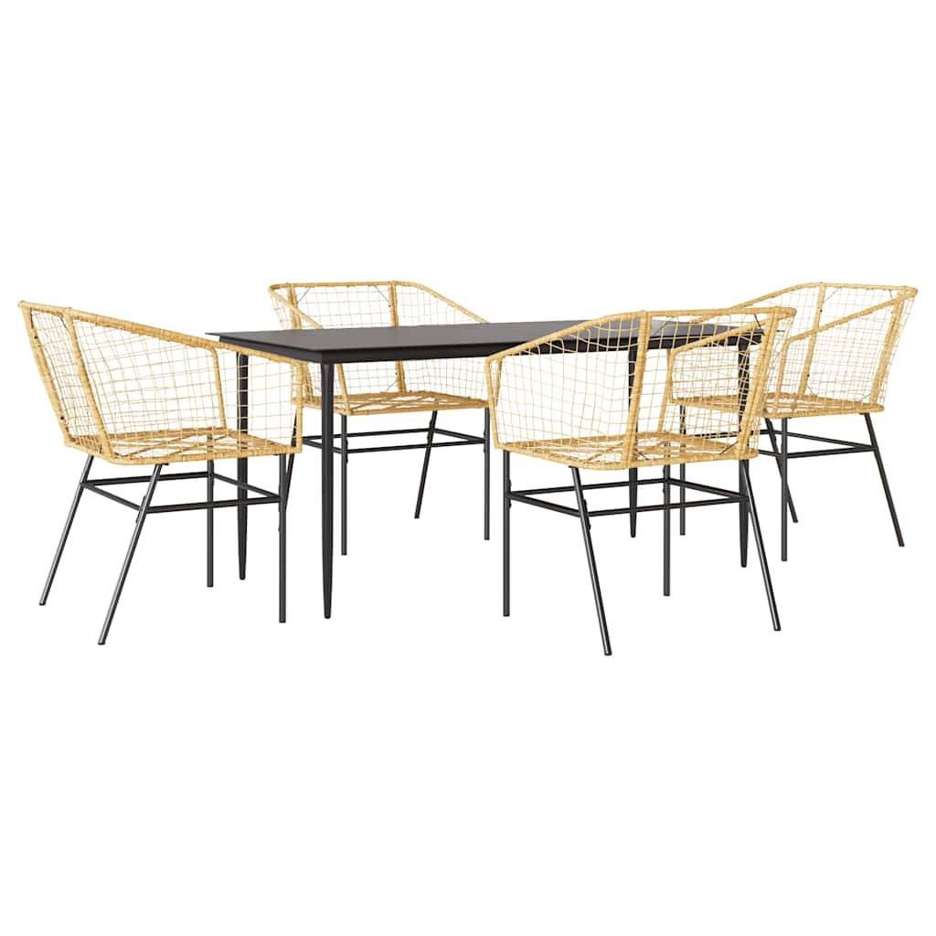 vidaXL 5-teiliges Garten-Esszimmerset Braunes Polyrattanglas