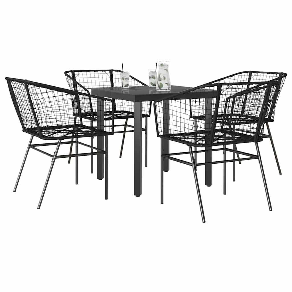 vidaXL 5-teiliges Garten-Esszimmerset aus schwarzem Polyrattanglas