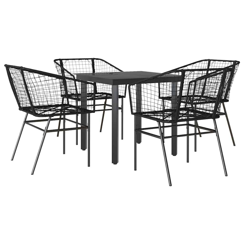 vidaXL 5-teiliges Garten-Esszimmerset aus schwarzem Polyrattanglas